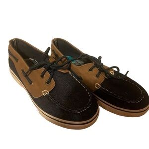 Nautica Blue and Tan Boys Boat Shoes Size 2
